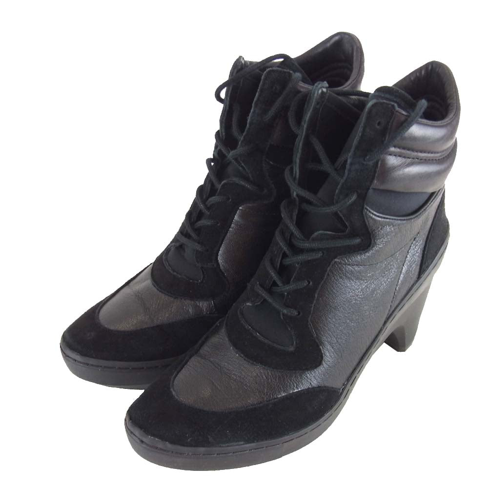 Yohji Yamamoto ヨウジヤマモト Y-3 ワイスリー M21821 SNEAK CLOG ヒール レザー スニーカー ブラック系 23.5cm【美品】【中古】