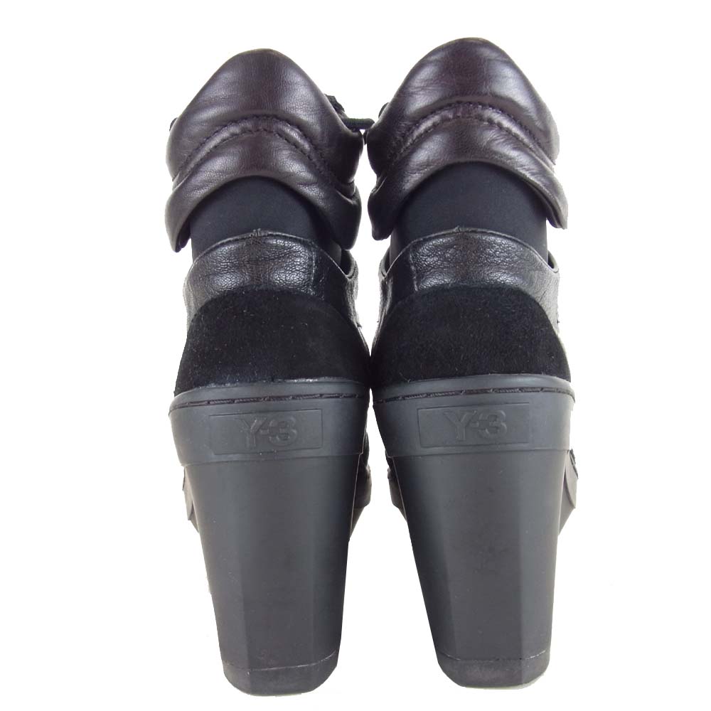 Yohji Yamamoto ヨウジヤマモト Y-3 ワイスリー M21821 SNEAK CLOG ヒール レザー スニーカー ブラック系 23.5cm【美品】【中古】