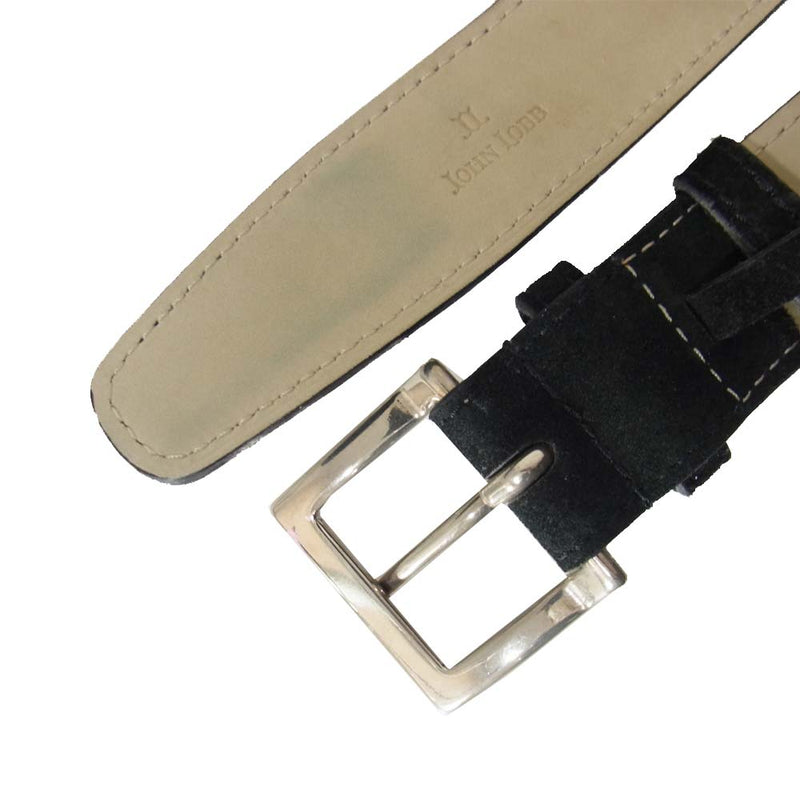 John Lobb ジョンロブ スエード ナロー レザー ベルト ブラック系 75