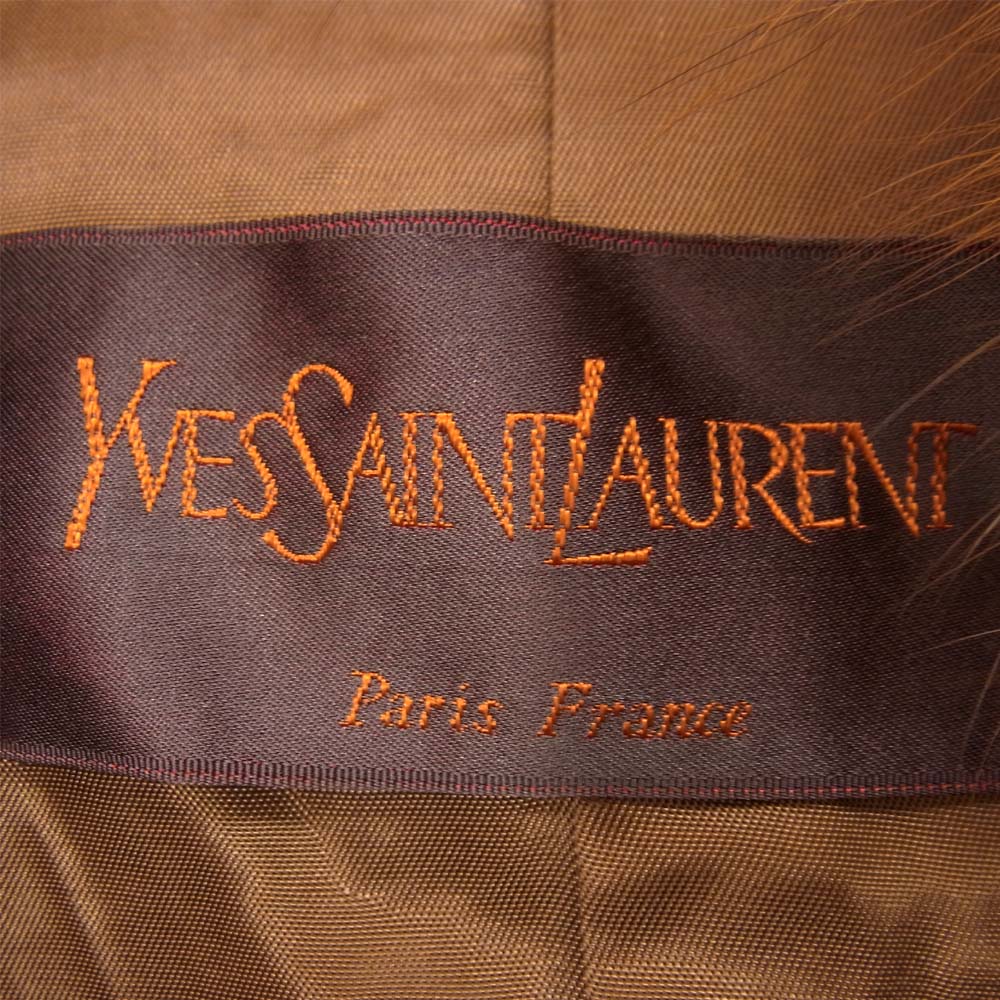 YVES SAINT LAURENT イヴサンローラン ファー付き スエードレザー コート ブラウン系 M【中古】