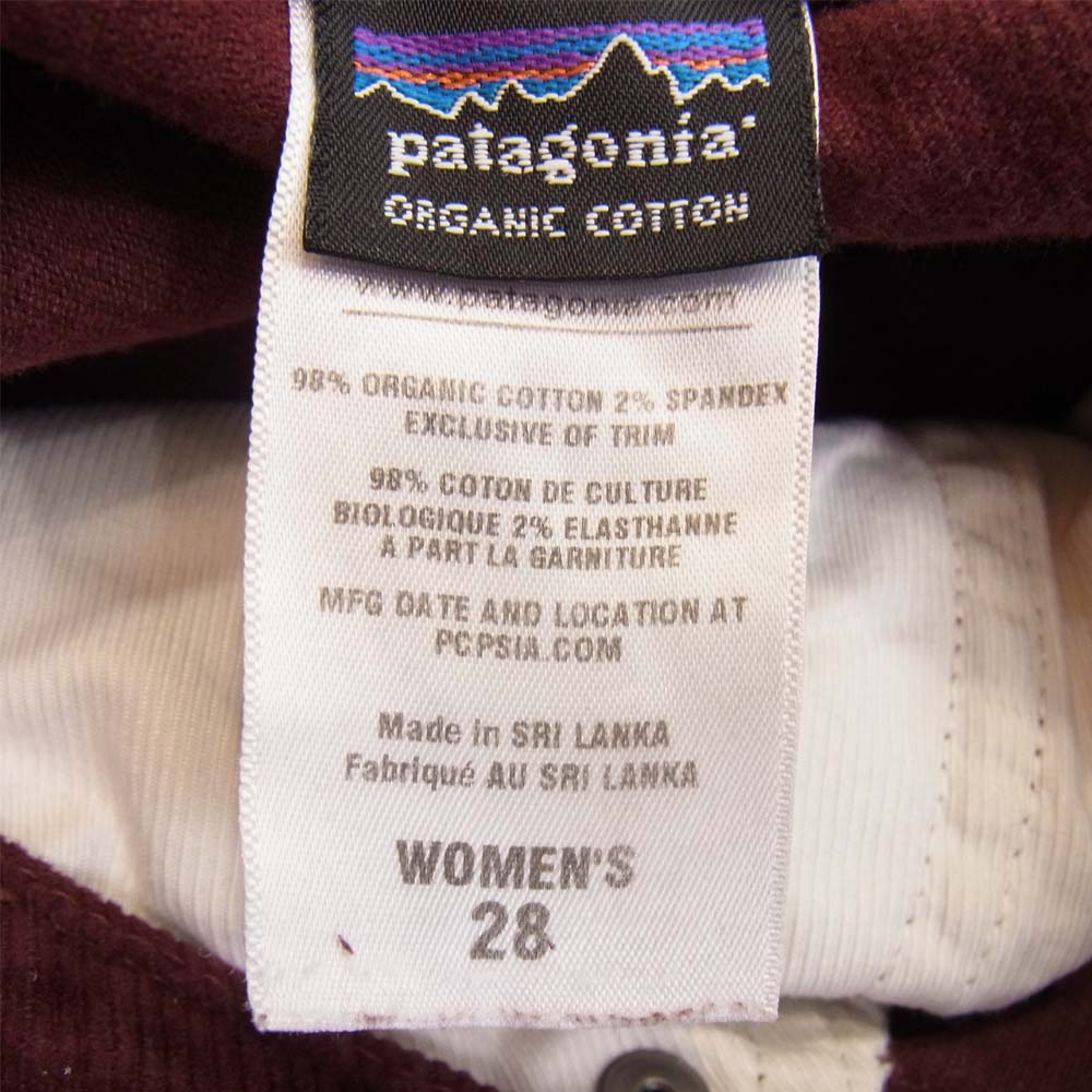 patagonia パタゴニア 55060 オーガニックコットン コーデュロイ パンツ　エンジ ワインレッド系 28【中古】