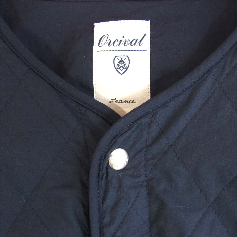 ORCIVAL オーシバル ノーカラー コットン キルティング ジャケット ネイビー系 1【中古】