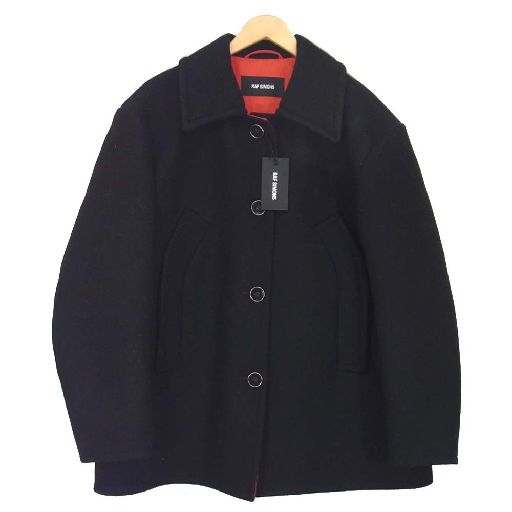 RAF SIMONS ラフシモンズ 18AW 182-642  Short Caban Double Button Coat Black ダブル ボタン ウール ショート コート ブラック系 44【極上美品】【中古】