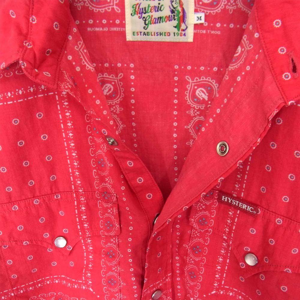 HYSTERIC GLAMOUR ヒステリックグラマー 0243AH10 総柄 ウエスタン 長袖シャツ レッド系 M【中古】