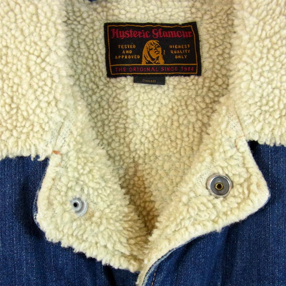 HYSTERIC GLAMOUR ヒステリックグラマー 02183AC07 デニム ボア ランチジャケット コート インディゴブルー系 S【中古】