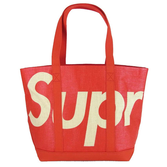 Supreme シュプリーム 納品書付 20SS Raffia Tote ラフィア トートバッグ レッド系【美品】【中古】