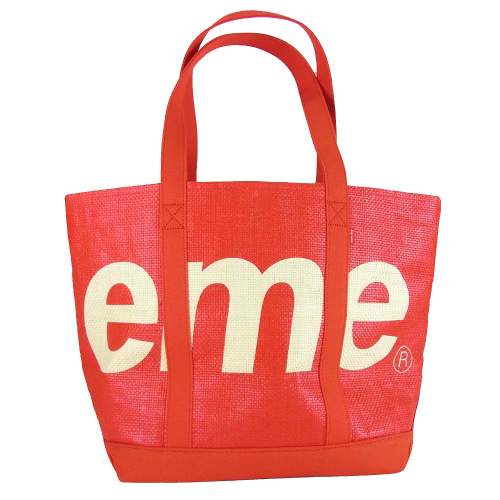 Supreme シュプリーム 納品書付 20SS Raffia Tote ラフィア トートバッグ レッド系【美品】【中古】