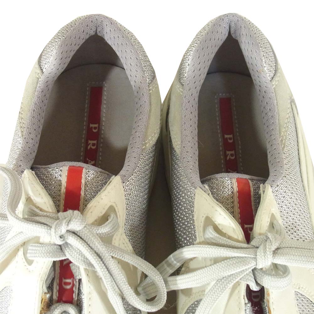 PRADA プラダ PS0906 CALZATURE UOMO レザー スニーカー ライトグレー系 7【中古】