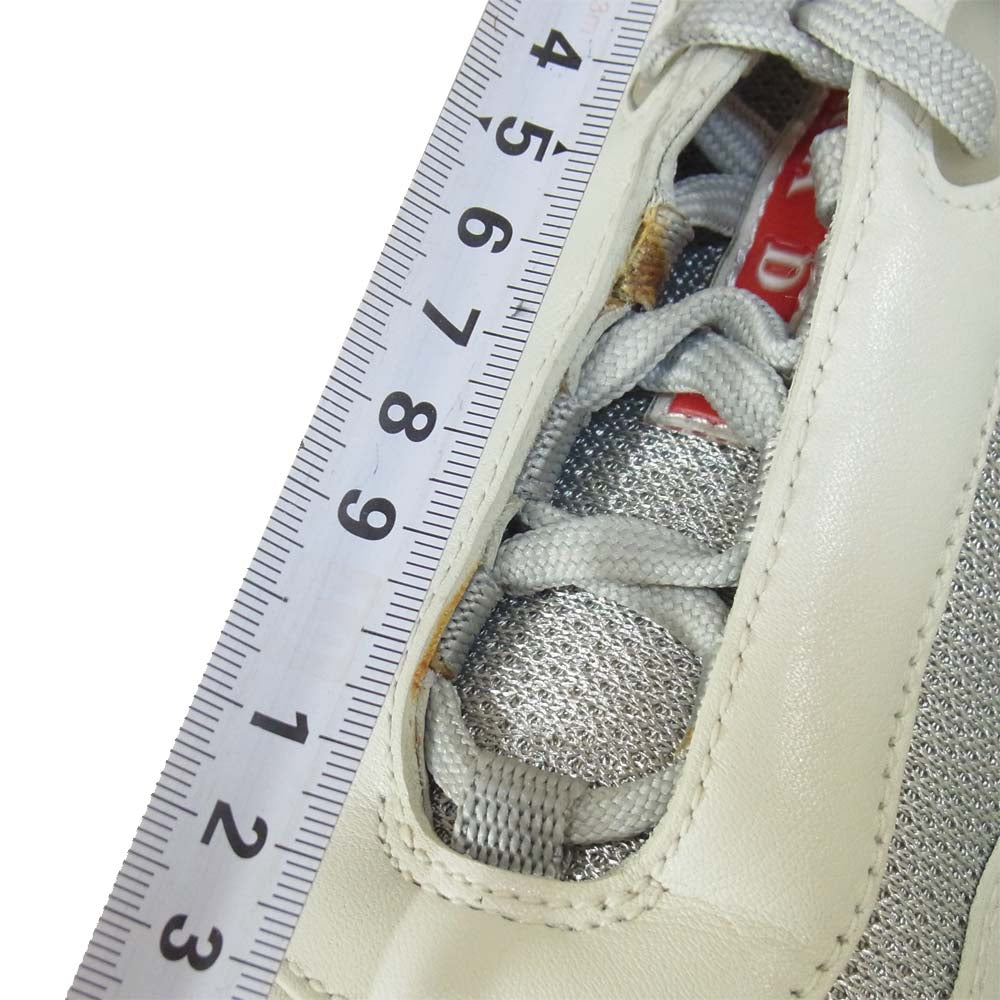PRADA プラダ PS0906 CALZATURE UOMO レザー スニーカー ライトグレー系 7【中古】
