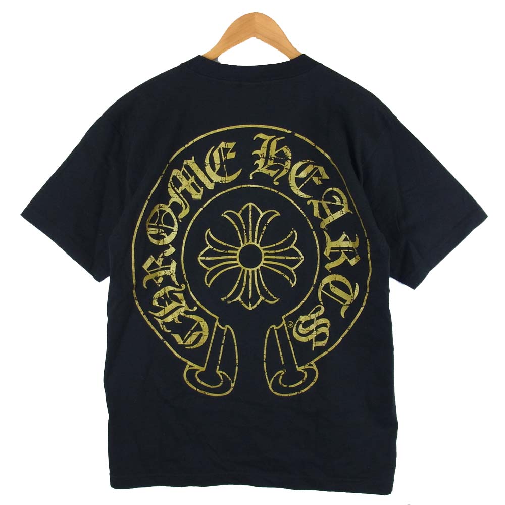 CHROME HEARTS クロムハーツ（原本無） 国内正規品 USA製 CHプラス ホースシュー プリント ポケット Ｔシャツ ブラック系 M【中古】