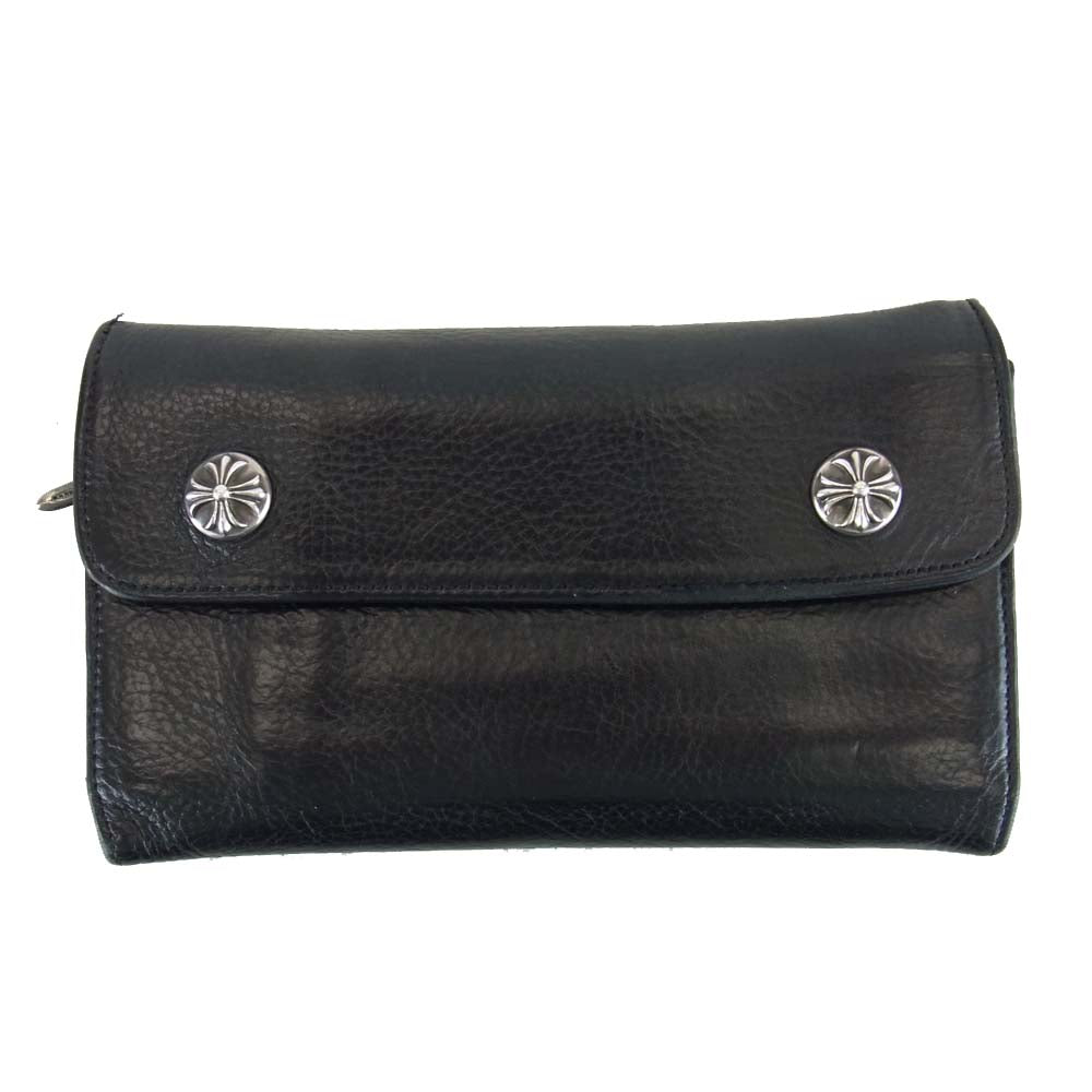 CHROME HEARTS クロムハーツ（原本無） クロスボール ボタン ウェーブ ウォレット ブラック系【中古】