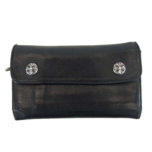 CHROME HEARTS クロムハーツ（原本無） クロスボール ボタン ウェーブ ウォレット ブラック系【中古】