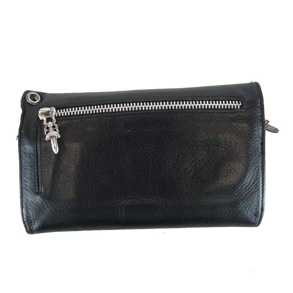 CHROME HEARTS クロムハーツ（原本無） クロスボール ボタン ウェーブ ウォレット ブラック系【中古】