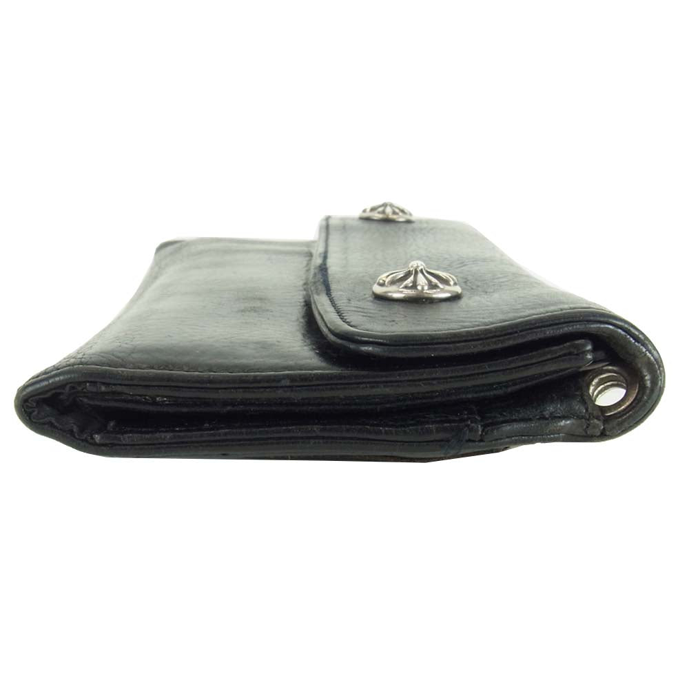 CHROME HEARTS クロムハーツ（原本無） クロスボール ボタン ウェーブ ウォレット ブラック系【中古】