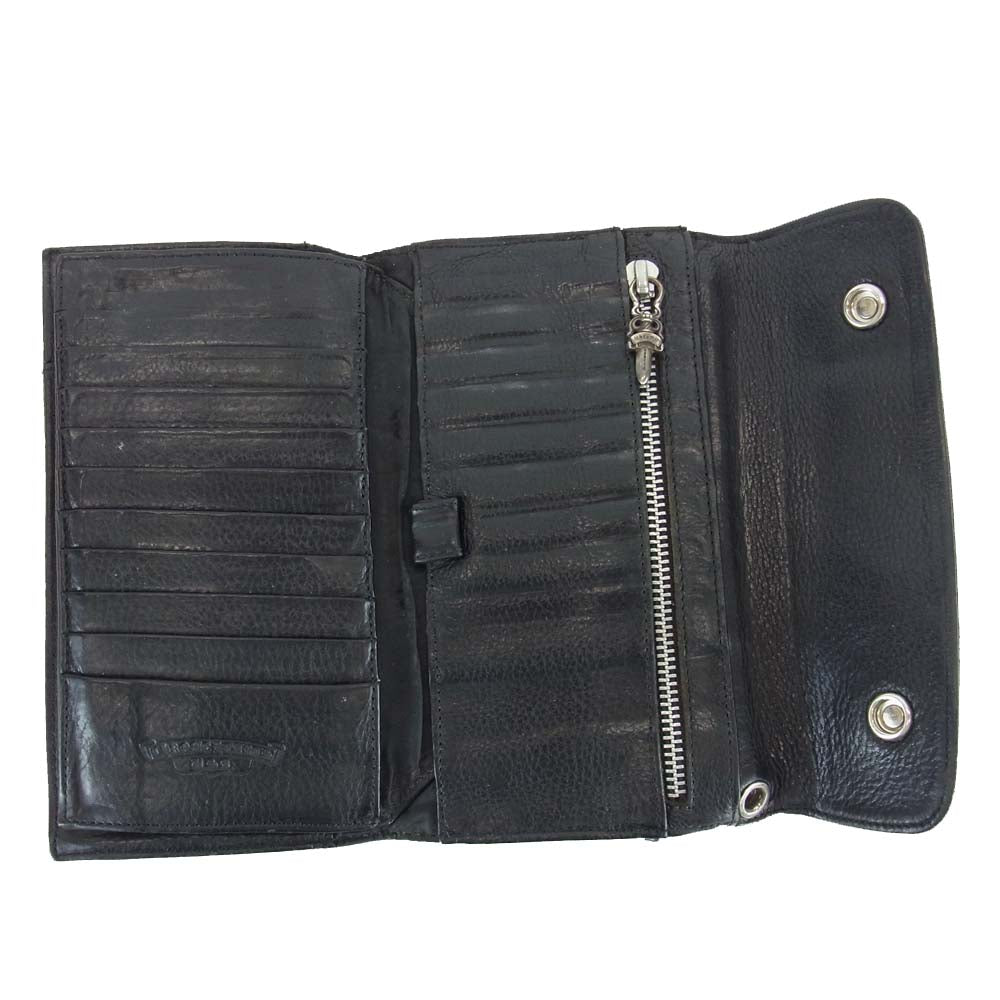 CHROME HEARTS クロムハーツ（原本無） クロスボール ボタン ウェーブ ウォレット ブラック系【中古】