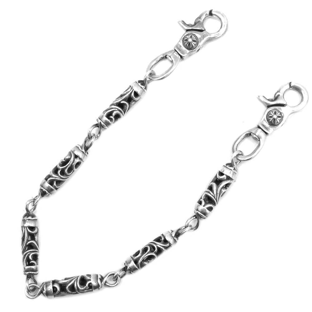 CHROME HEARTS クロムハーツ（原本無） 修理補填確認書付属 2クリップ ローラー 6リンク ウォレットチェーン シルバー【中古】