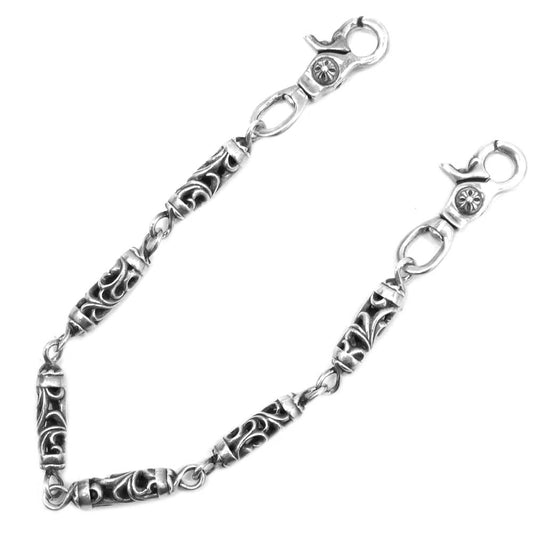 CHROME HEARTS クロムハーツ（原本無） 修理補填確認書付属 2クリップ ローラー 6リンク ウォレットチェーン シルバー【中古】