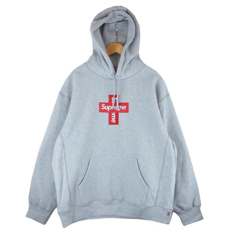 Supreme シュプリーム 20AW Cross Box Logo Hooded Sweatshirt クロス ボックスロゴ パーカー グレー系 L【新古品】【未使用】【中古】