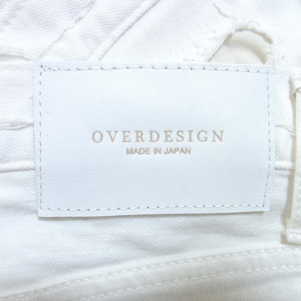 オーバーデザイン ダメージ加工 ハーフパンツ ホワイト系 32【新古品】【未使用】【中古】