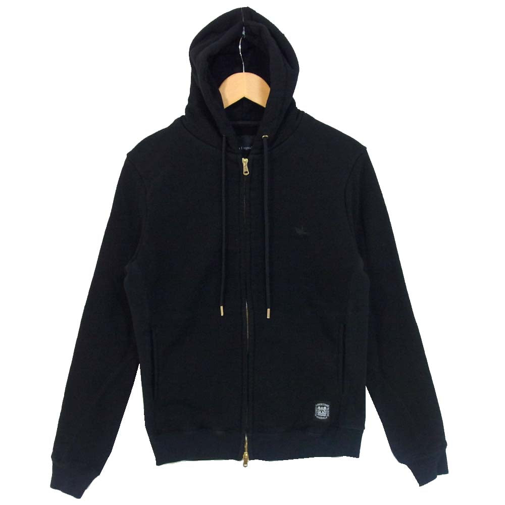 ウノピゥ ウノウグァーレトレ COT080 LIBERTINE リバティーン プリント ジップパーカー ブラック系 XL【中古】