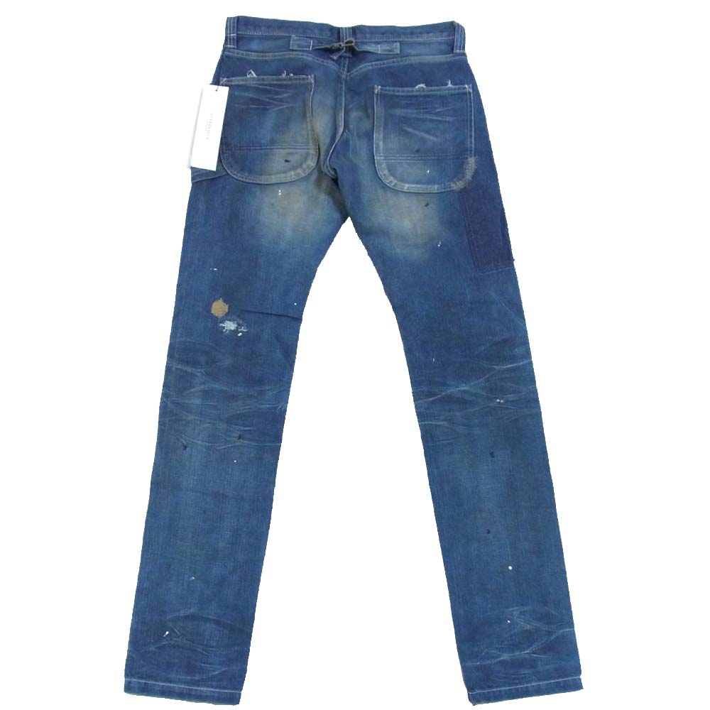 オーバーデザイン リペア加工 裾ジップ シンチバック デニムパンツ インディゴブルー系 32【新古品】【未使用】【中古】