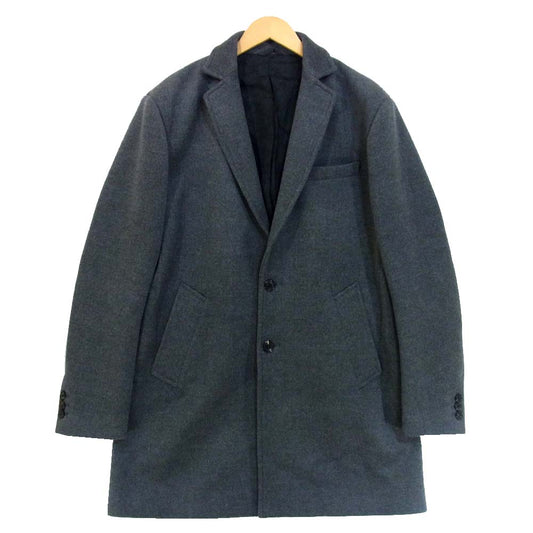ウノピゥ ウノウグァーレトレ WOL082 WRAP NECK HOOD ウール フーディ ラップ コート チャコール系 7【美品】【中古】