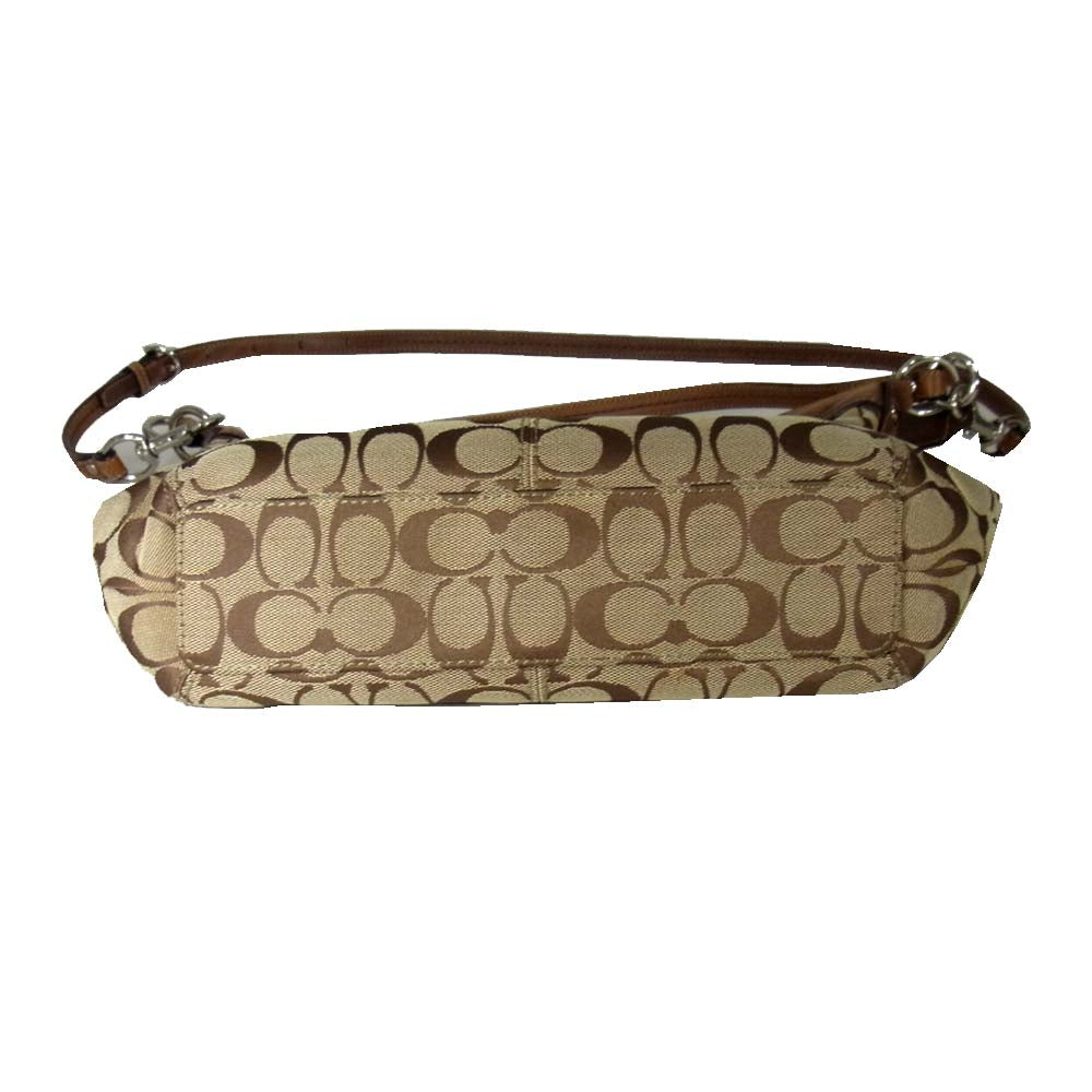 COACH コーチ j0949-f13744 シグネチャー ショルダーバッグ ブラウン系【中古】