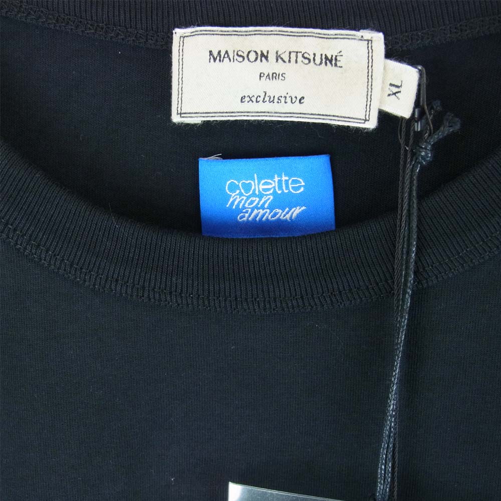 MAISON KITSUNE メゾンキツネ SPECOU00100 × コレット・モン・アムール COLETTE MON AMOUR TEE-SHIRT 半袖 ブラック系 XL【新古品】【未使用】【中古】