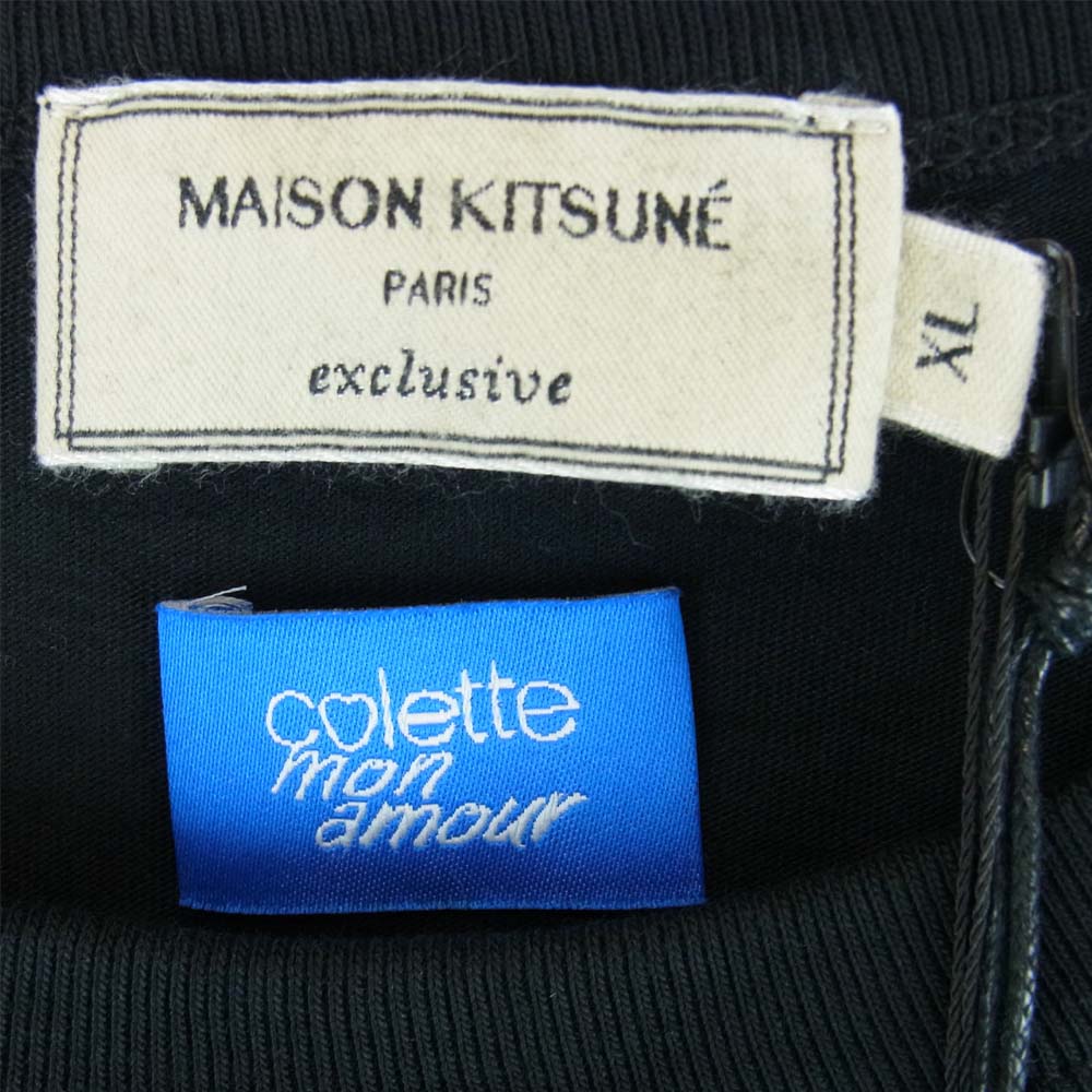 MAISON KITSUNE メゾンキツネ SPECOU00100 × コレット・モン・アムール COLETTE MON AMOUR TEE-SHIRT 半袖 ブラック系 XL【新古品】【未使用】【中古】