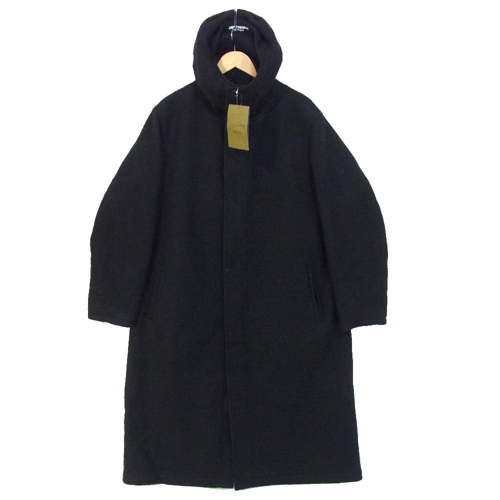 Yohji Yamamoto ヨウジヤマモト HR-C07-102 WOOL JERSEY HOODED FLY TAILORING COAT フード付き 比翼 コート ブラック系 1【極上美品】【中古】