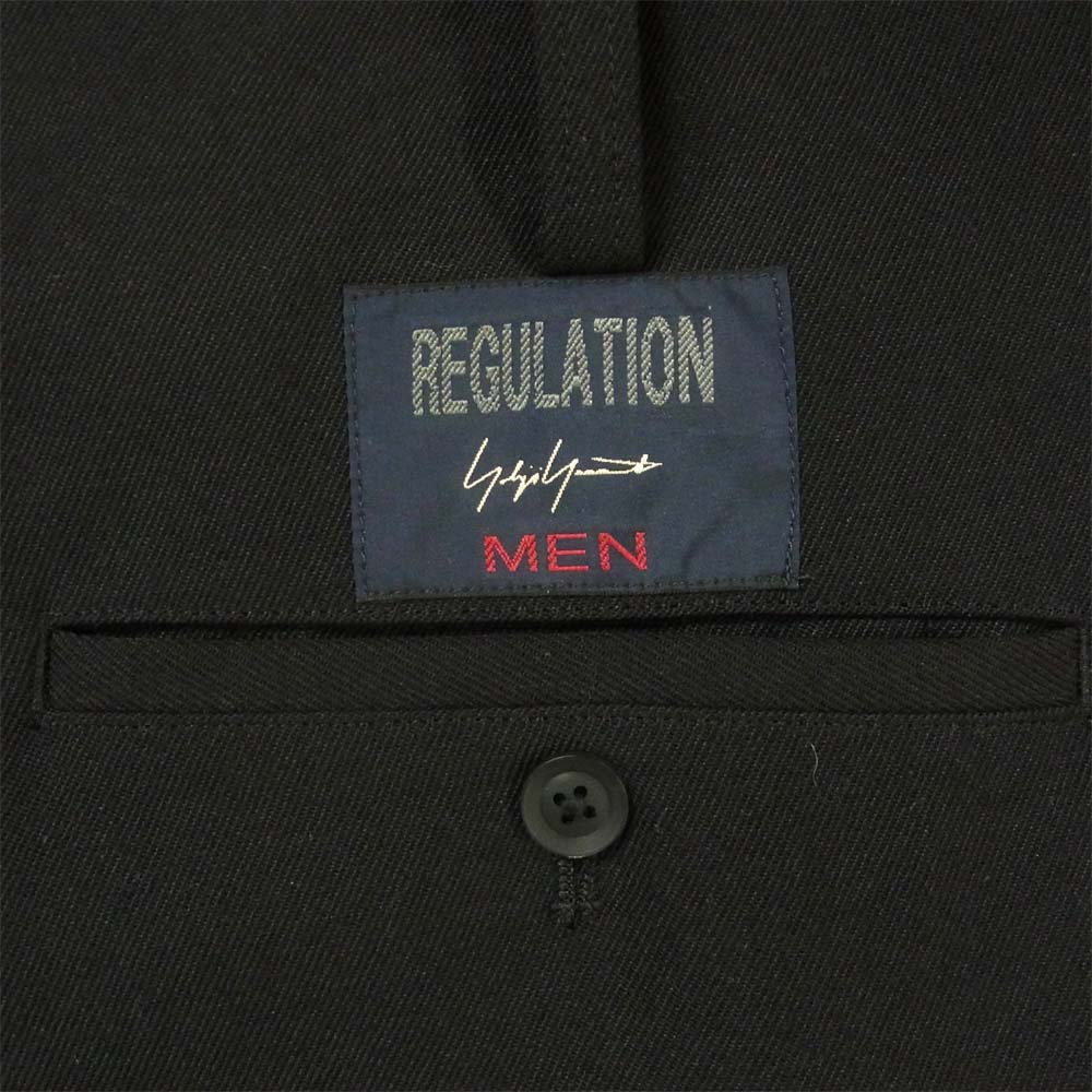 Yohji Yamamoto ヨウジヤマモト REGULATION MEN HR-P01-141 アーミーギャバジン ウエストドローコード 紐パンツ ブラック系 2【美品】【中古】