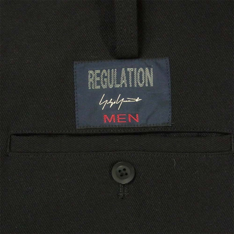 Yohji Yamamoto ヨウジヤマモト REGULATION MEN HR-P01-141 アーミーギャバジン ウエストドローコード 紐パンツ ブラック系 2【美品】【中古】