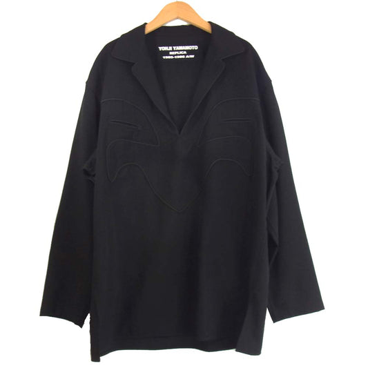 Yohji Yamamoto ヨウジヤマモト POUR HOMME プールオム 16AW HC-B11-102 85-86AW REPLICAウールギャバジン パイピング プルオーバー シャツ ジャケット ブラック系 2【美品】【中古】