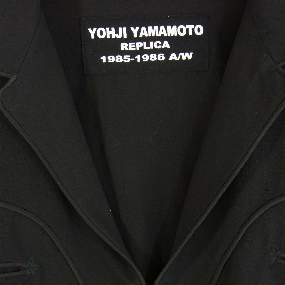 Yohji Yamamoto ヨウジヤマモト POUR HOMME プールオム 16AW HC-B11-102 85-86AW REPLICAウールギャバジン パイピング プルオーバー シャツ ジャケット ブラック系 2【美品】【中古】