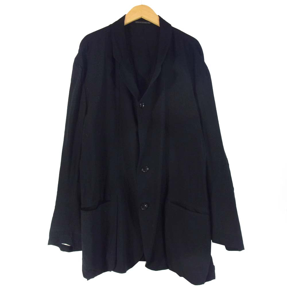 Yohji Yamamoto ヨウジヤマモト POUR HOMME プールオム 18SS HW-J51-204 Ryスパンローン 前二重 フラシ レーヨン テーラード ジャケット ブラック系 4【中古】