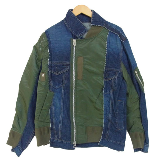 Sacai サカイ 19-01897M 19SS Re-Make MA-1 Doccing Denim Jacket 再構築MA-1ドッキングデニムジャケット カーキ×デニム系 2【新古品】【未使用】【中古】