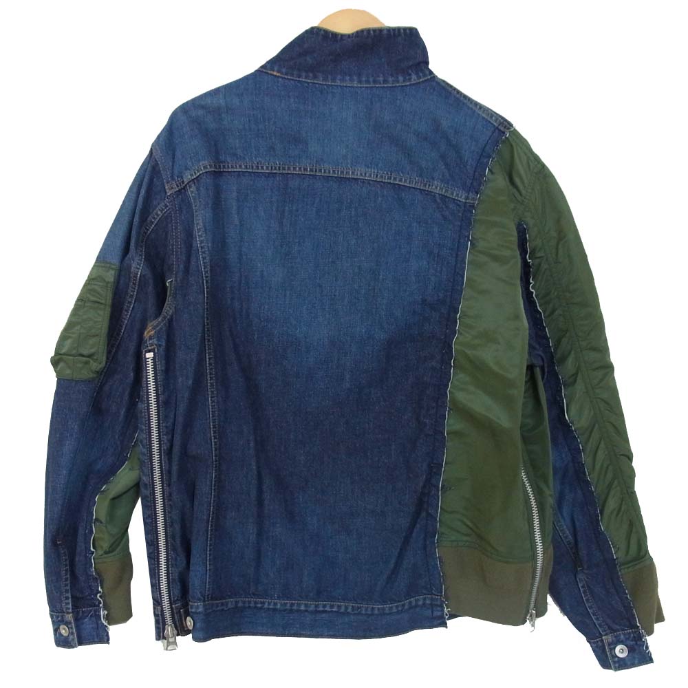 Sacai サカイ 19-01897M 19SS Re-Make MA-1 Doccing Denim Jacket 再構築MA-1ドッキングデニムジャケット カーキ×デニム系 2【新古品】【未使用】【中古】