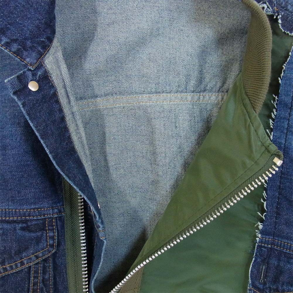 Sacai サカイ 19-01897M 19SS Re-Make MA-1 Doccing Denim Jacket 再構築MA-1ドッキングデニムジャケット カーキ×デニム系 2【新古品】【未使用】【中古】