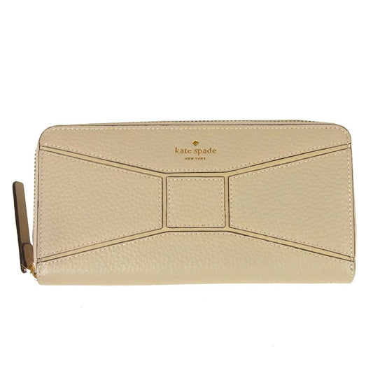 Kate Spade ケイトスペード WLRU2438 ラウンジファスナー 長財布 牛革 中国製 ベージュ系【美品】【中古】