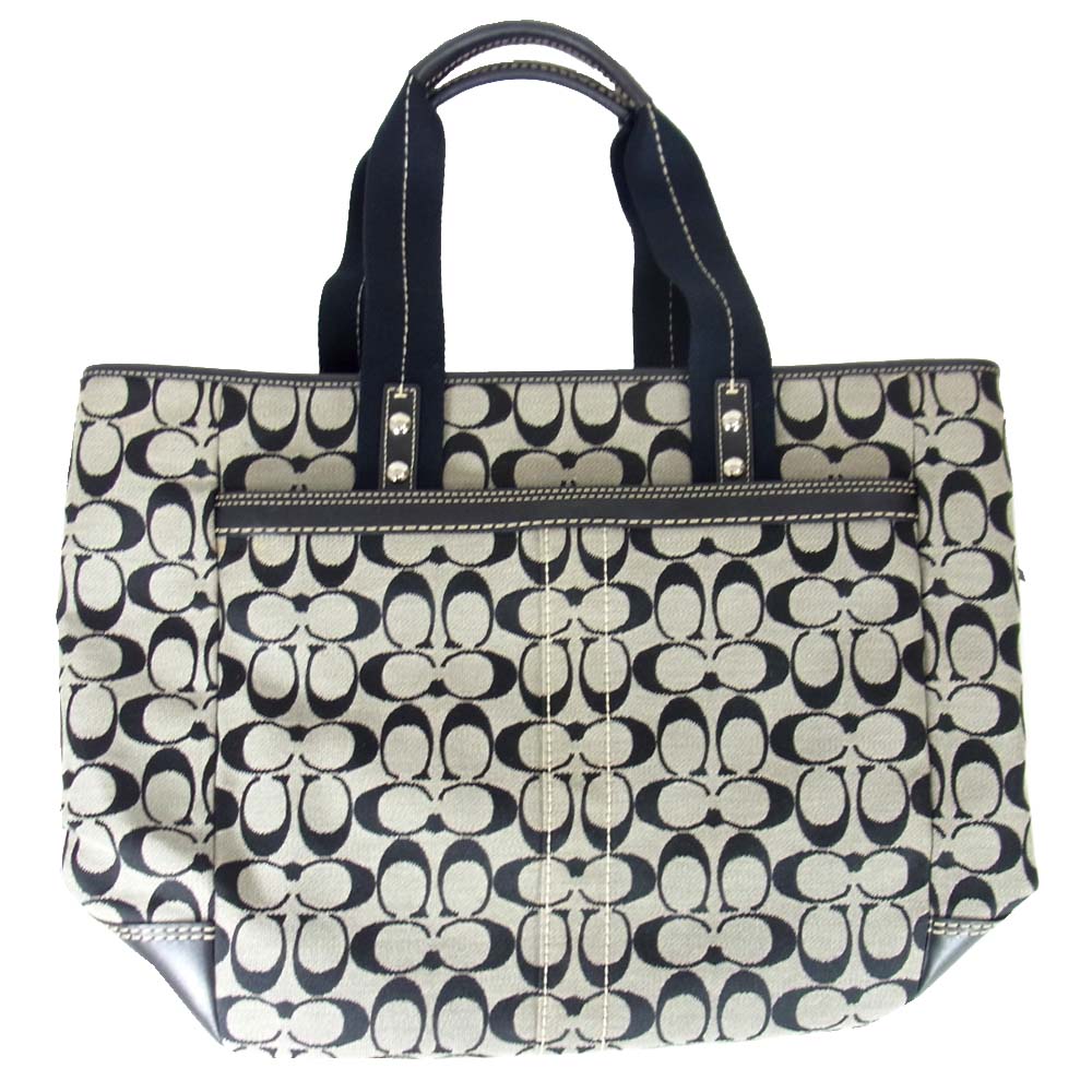 COACH コーチ 9345 シグネチャーラージ トートバッグ ブラック系【美品】【中古】