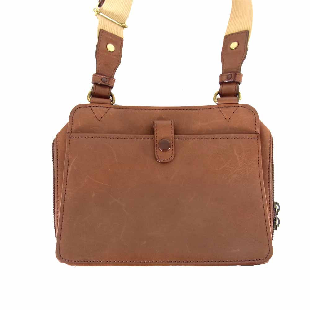 レザーショルダーバッグ ブラウン系【中古】