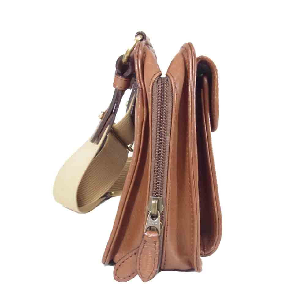 レザーショルダーバッグ ブラウン系【中古】