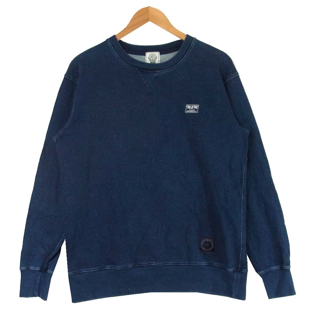 エムアンドエム バックプリント スター刺繍 クルーネック 長袖 スウェット インディゴブルー系 XL【中古】