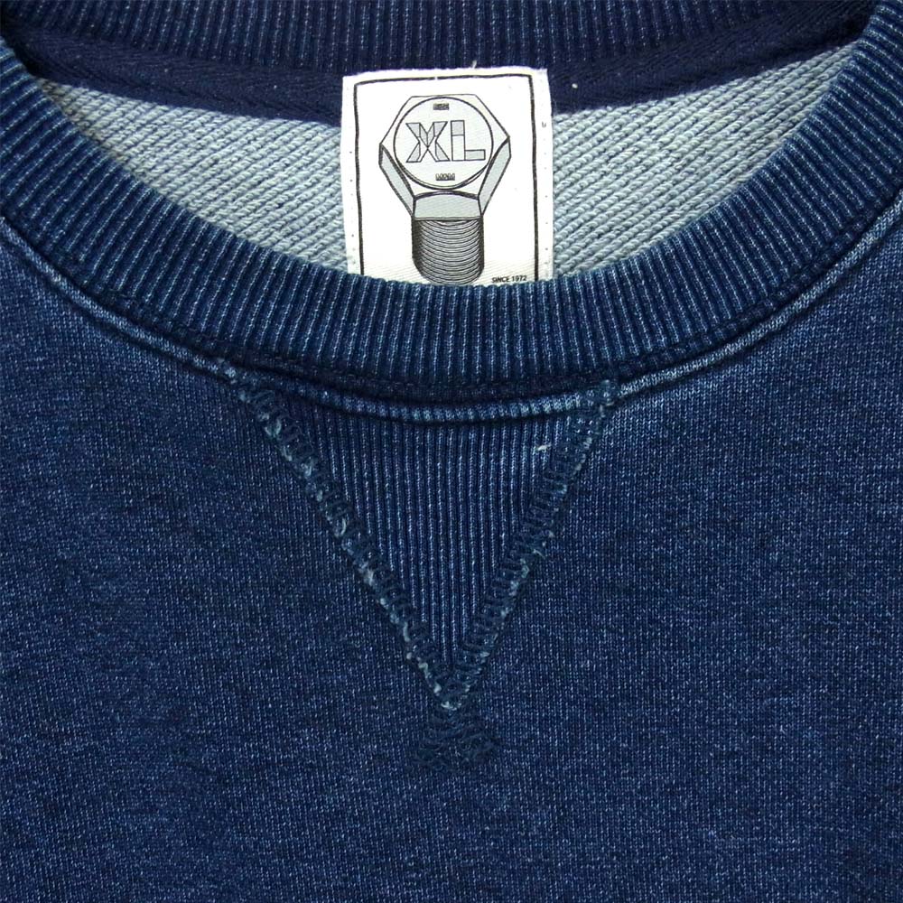 エムアンドエム バックプリント スター刺繍 クルーネック 長袖 スウェット インディゴブルー系 XL【中古】