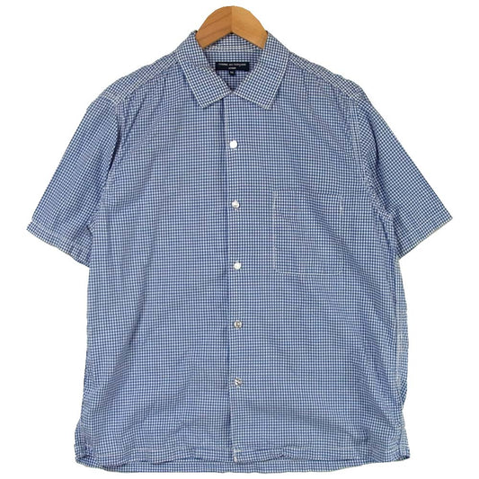 COMME des GARCONS コムデギャルソン HM-B020 AD2003 コットン ギンガムチェック 半袖 シャツ ブルー系 ホワイト系 M【美品】【中古】
