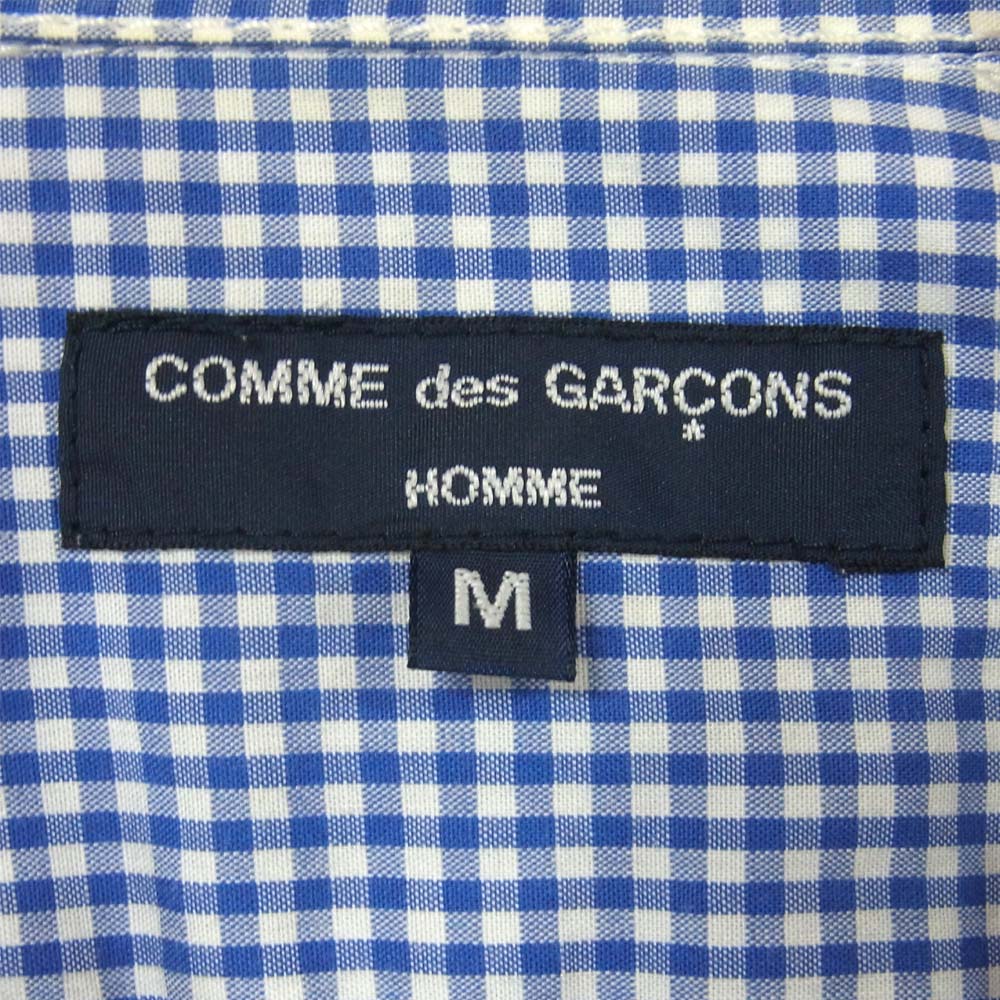 COMME des GARCONS コムデギャルソン HM-B020 AD2003 コットン ギンガムチェック 半袖 シャツ ブルー系 ホワイト系 M【美品】【中古】