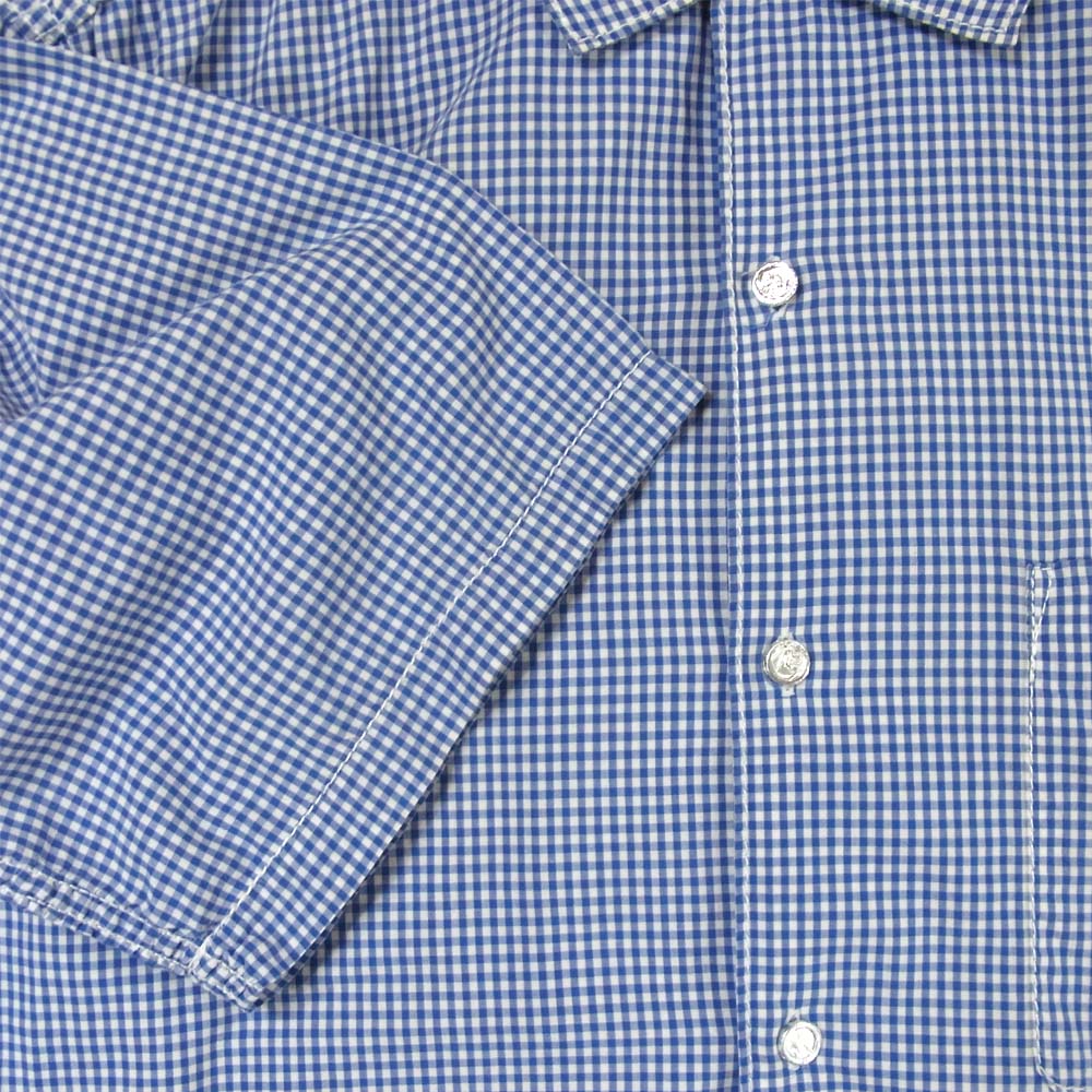 COMME des GARCONS コムデギャルソン HM-B020 AD2003 コットン ギンガムチェック 半袖 シャツ ブルー系 ホワイト系 M【美品】【中古】
