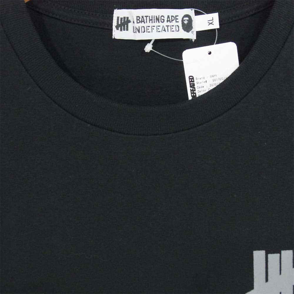 A BATHING APE アベイシングエイプ UNDEFEATED アンディフィーテッド UNDFTD APE HEAD TEE ブラック系 XL【新古品】【未使用】【中古】