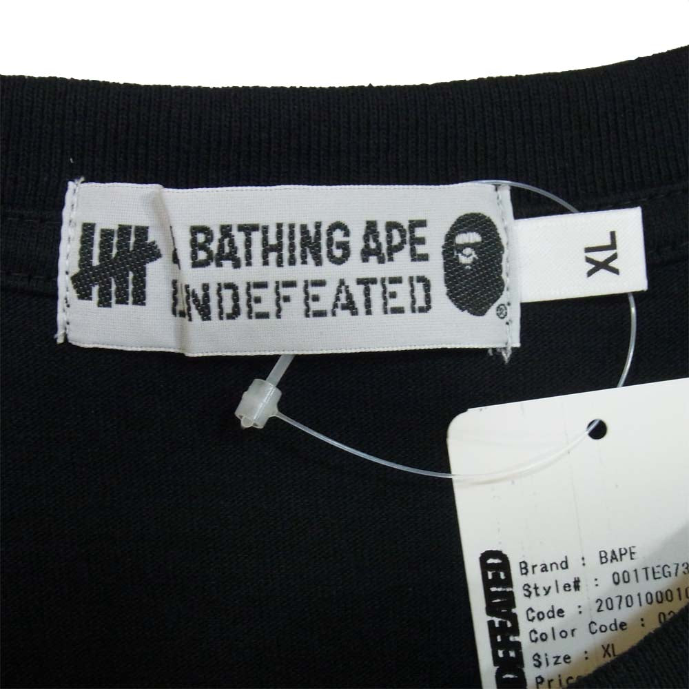 A BATHING APE アベイシングエイプ UNDEFEATED アンディフィーテッド UNDFTD APE HEAD TEE ブラック系 XL【新古品】【未使用】【中古】