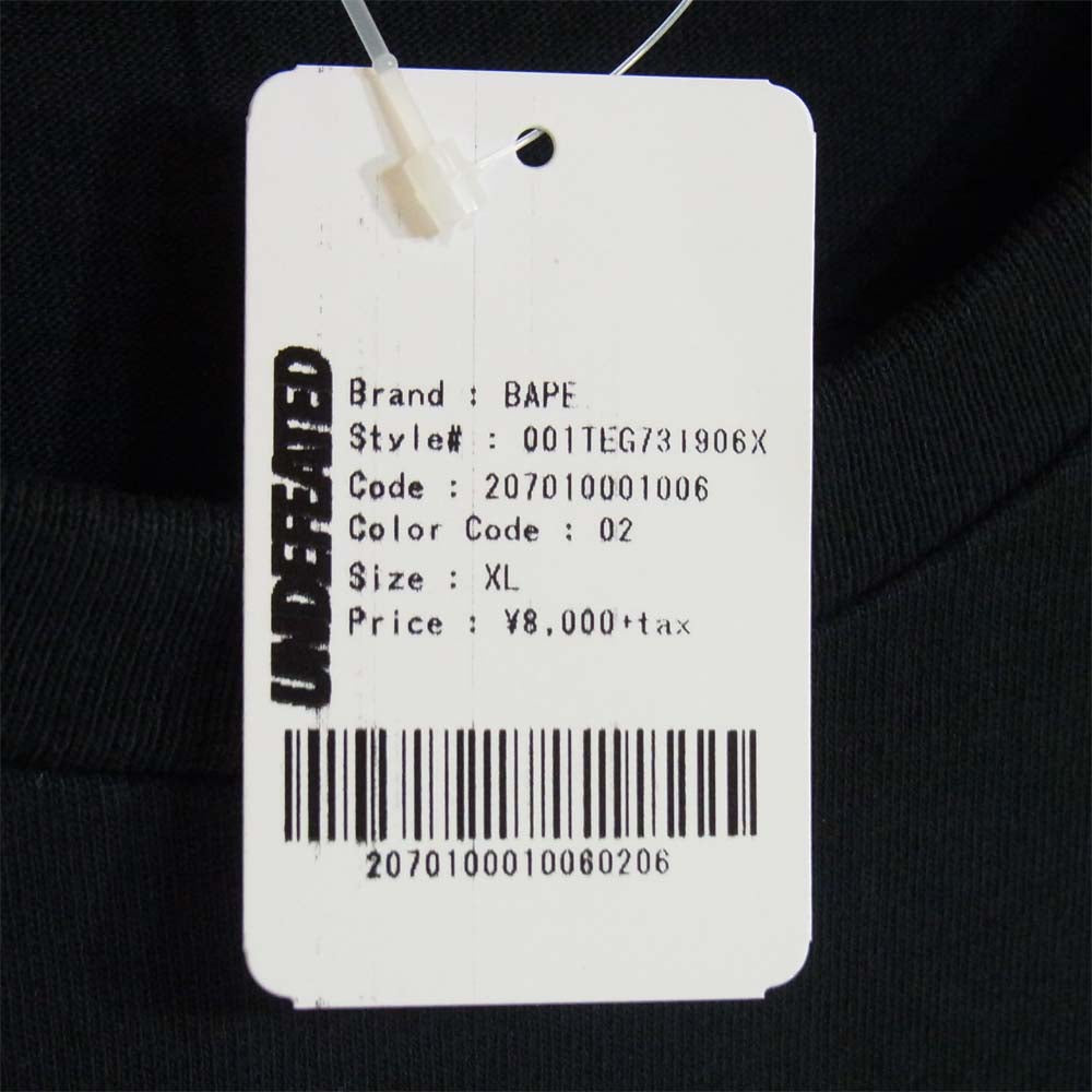 A BATHING APE アベイシングエイプ UNDEFEATED アンディフィーテッド UNDFTD APE HEAD TEE ブラック系 XL【新古品】【未使用】【中古】